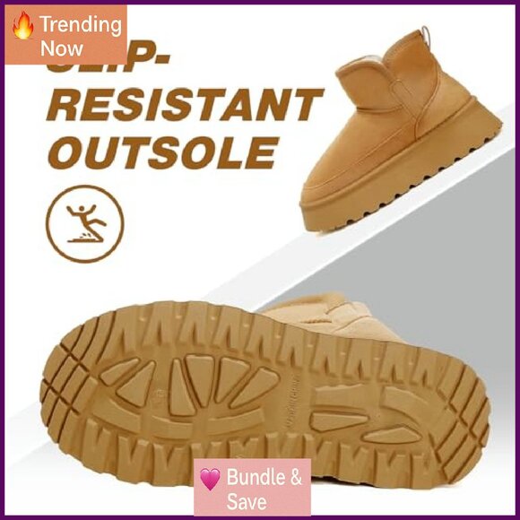 Platform Ankle Boots with Memory Foam, Waterproof Winter Boots for Women - Picture 6 of 8